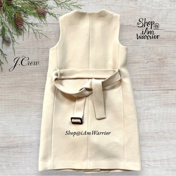 J.Crew ivory long sleeveless double cloth belted layering vest *shop@iamwarrior - Picture 7 of 13